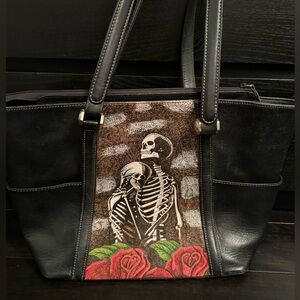 ONE OF A KIND PRISON ART LEATHER TOTE